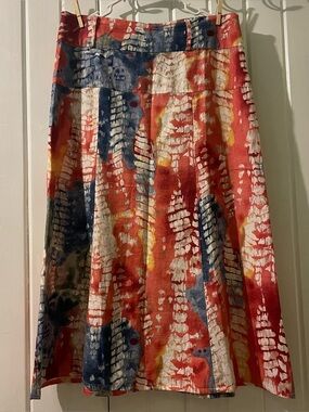 FOR CYNTHIA tie dye linen/viscose blend midi skirt-medium NWOT